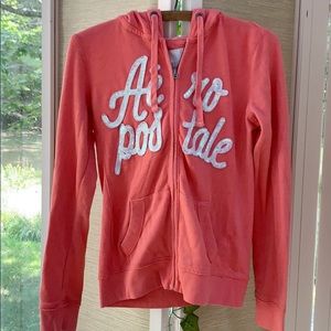 Aeropostale Hoodie, Melon Colored Sweatshirt, Front Zip Hoodie, Athleisure
